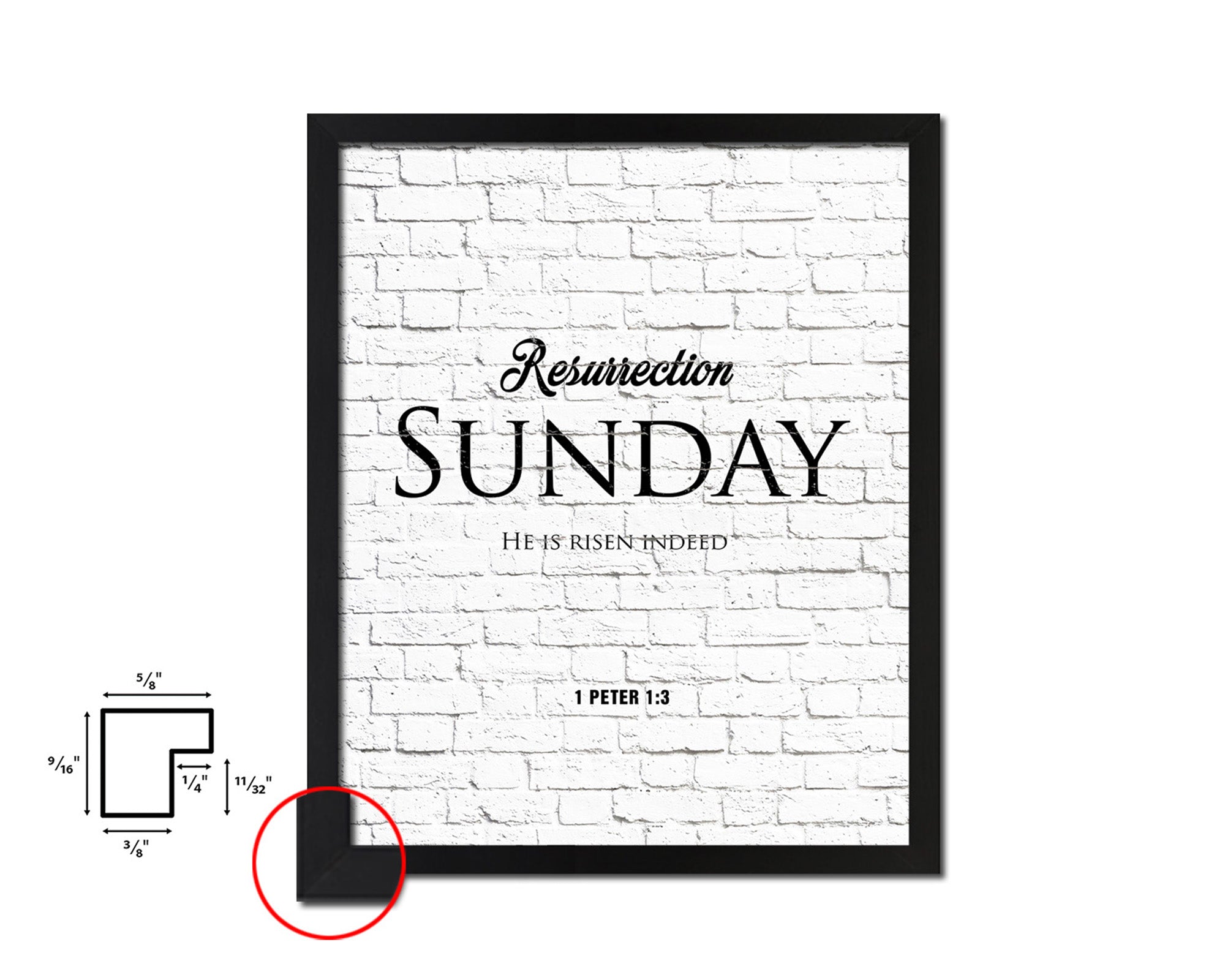 Resurrection Sunday He is risen indeed, 1 Peter 1:3 Quote Framed Print Home Decor Wall Art Gifts