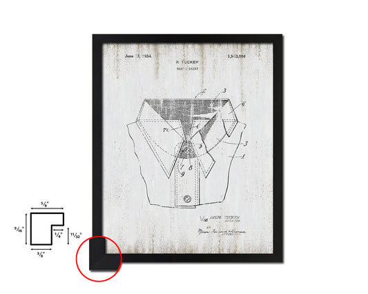 Tucker Mans Shirt Clothes Vintage Patent Artwork Black Frame Print Wall Art Decor Gifts
