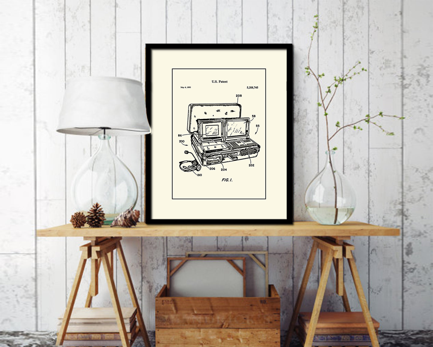 Multimedia Interface and Method Computer Vintage Patent Artwork Black Frame Print Gifts
