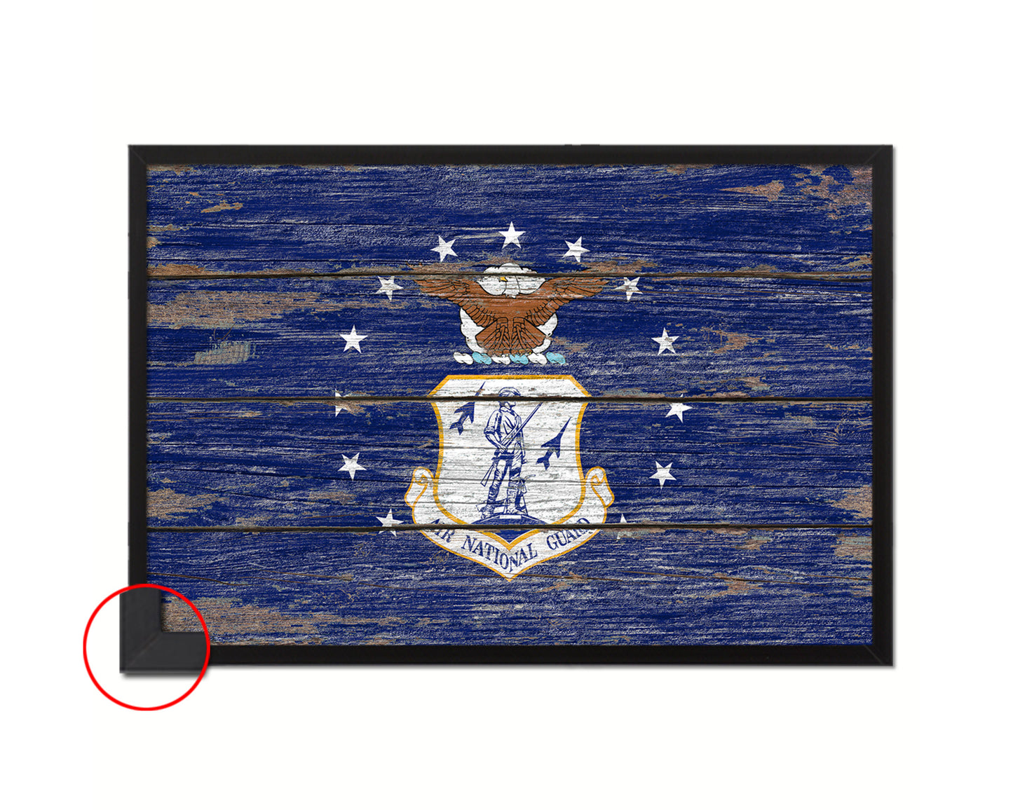 US Air National Guard Wood Rustic Flag Wood Framed Print Wall Art Decor Gifts