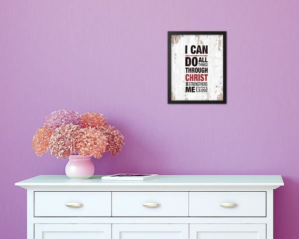 I can do all things through Christ who strengthens me, Philippians 3:20 Quote Framed Print Wall Art