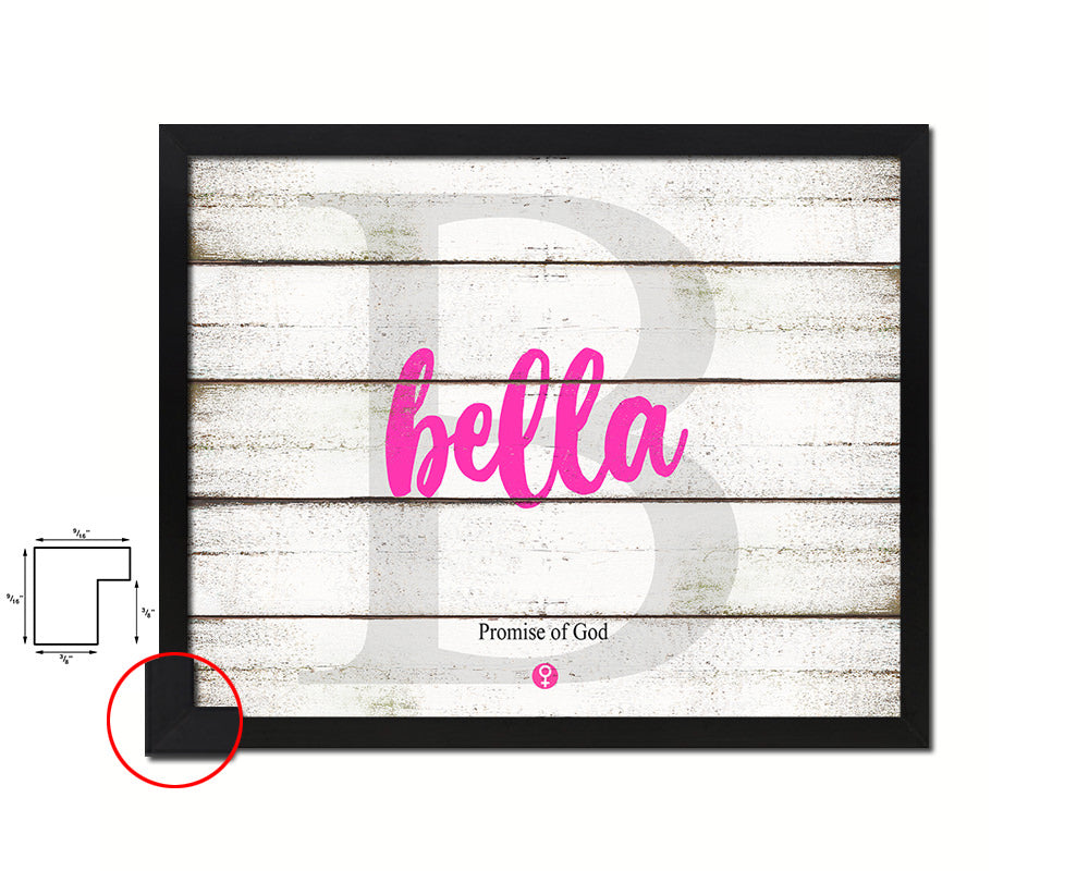Bella Personalized Biblical Name Plate Art Framed Print Kids Baby Room Wall Decor Gifts