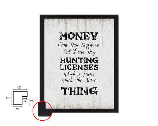 Money cant buy happiness Quote Wood Framed Print Wall Decor Art