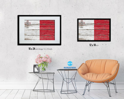Malta Country Wood Rustic National Flag Wood Framed Print Wall Art Decor Gifts