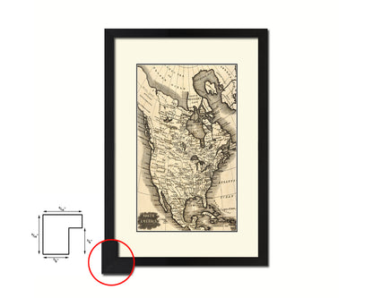 Spain Portugal and France Old Map Wood Framed Print Art Wall Decor Gifts