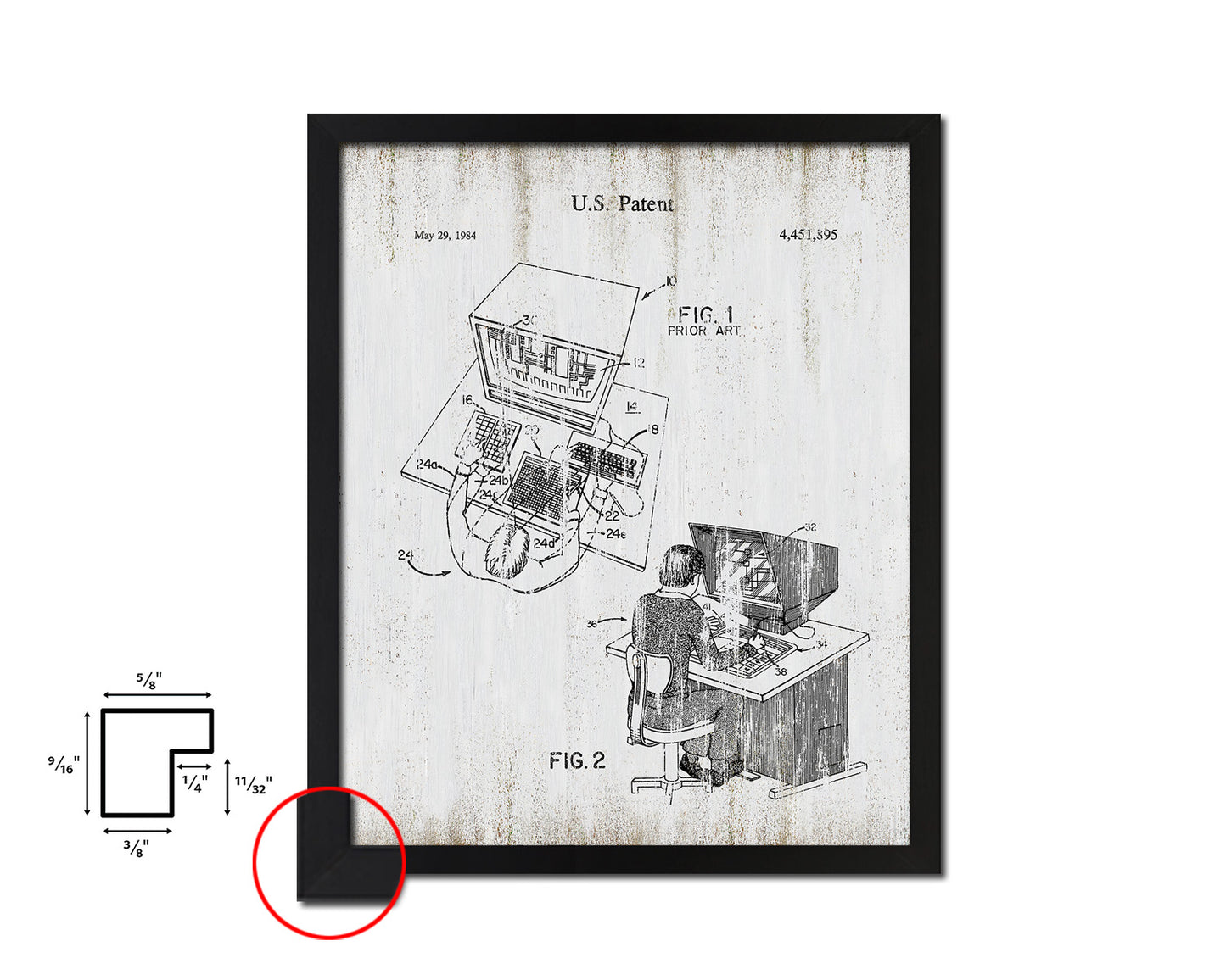 Interactive Aided Design System Computer Vintage Patent Artwork Black Frame Print Gifts