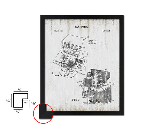 Interactive Aided Design System Computer Vintage Patent Artwork Black Frame Print Gifts