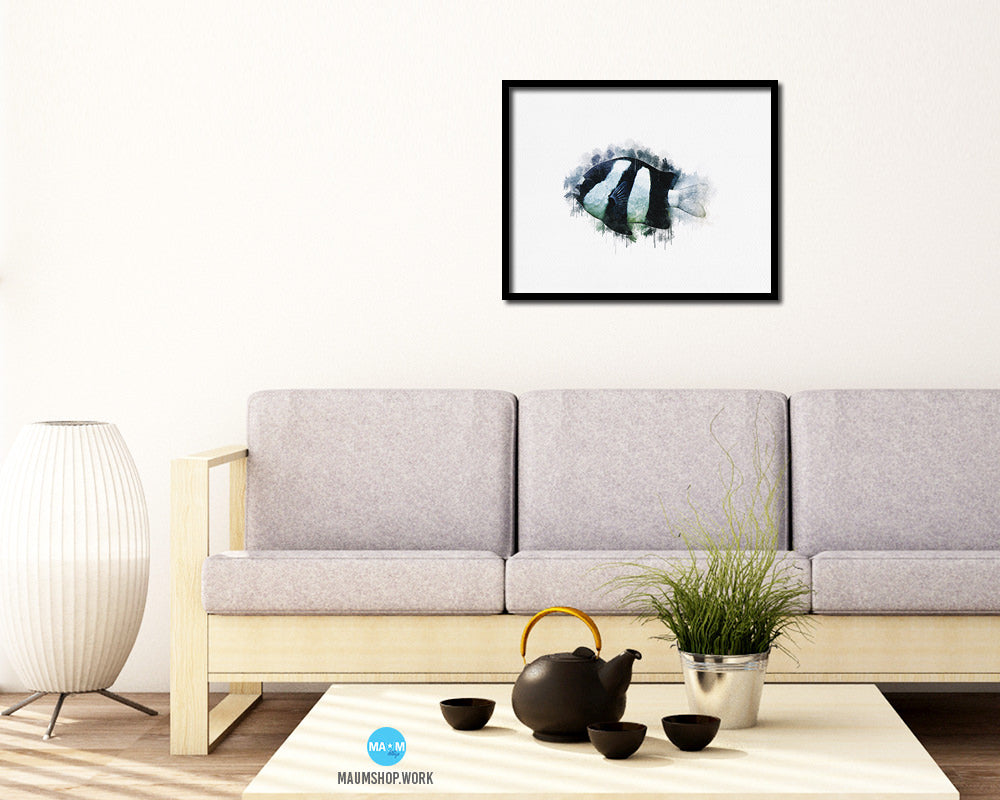 Tropical Fish Framed Print Modern Restaurant Sushi Bar Modern Watercolor Wall Art Decor