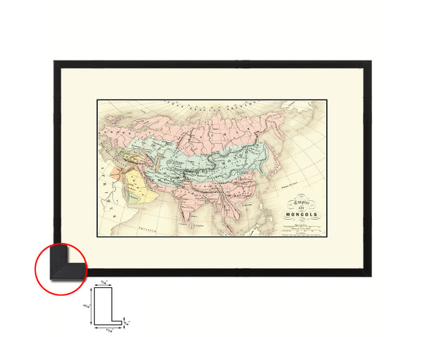 Mongolian Empire Asia Old Map Framed Print Art Wall Decor Gifts