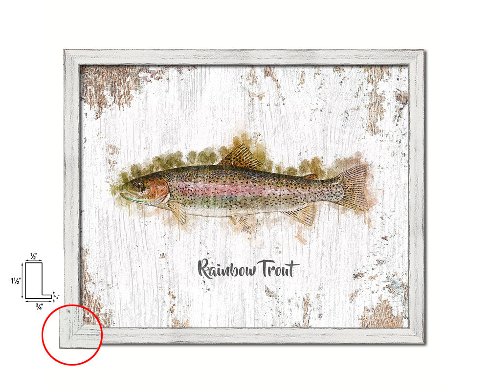 Rainbow Trout Fish Framed Prints Modern Restaurant Sushi Bar Watercolor Wall Art Decor