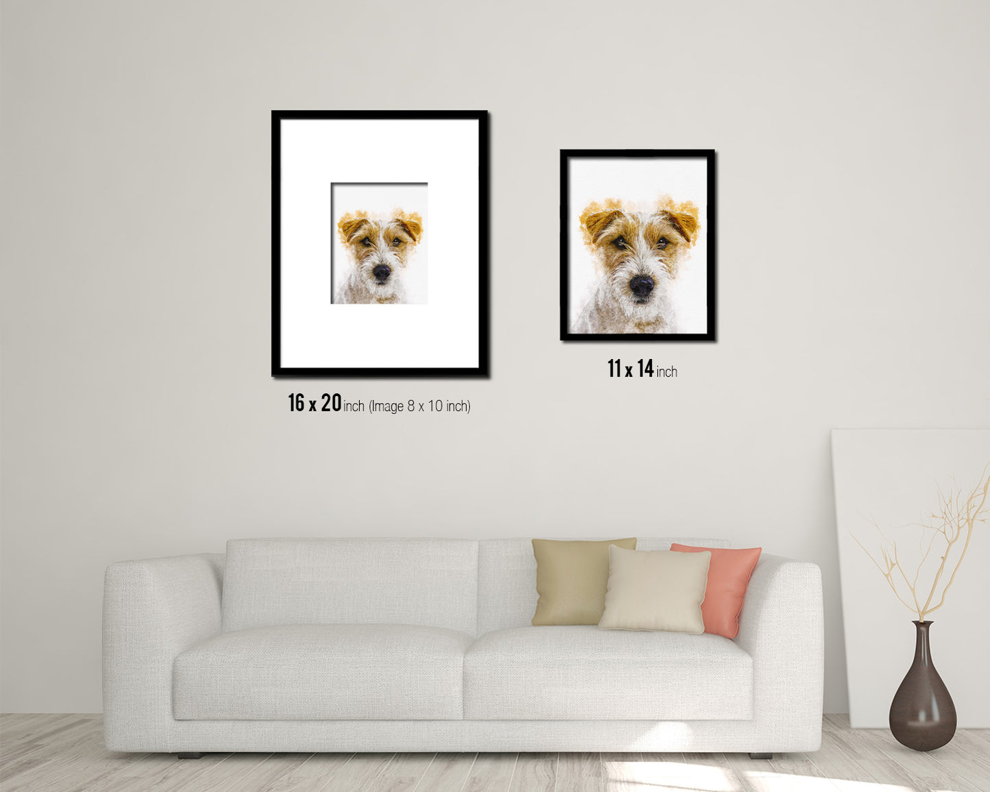 Russell Terrier Dog Puppy Portrait Framed Print Pet Watercolor Wall Decor Art Gifts