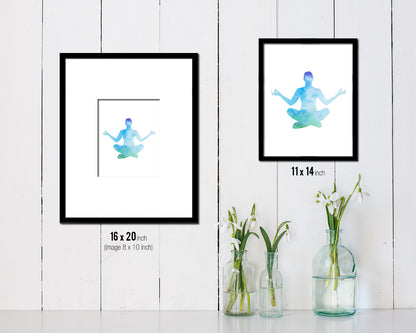 Fire Log Pose Yoga Wood Framed Print Wall Decor Art Gifts