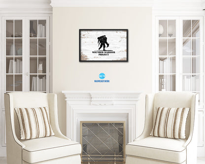 Wounded Warrior Project Shabby Chic Military Flag Framed Print Decor Wall Art Gifts