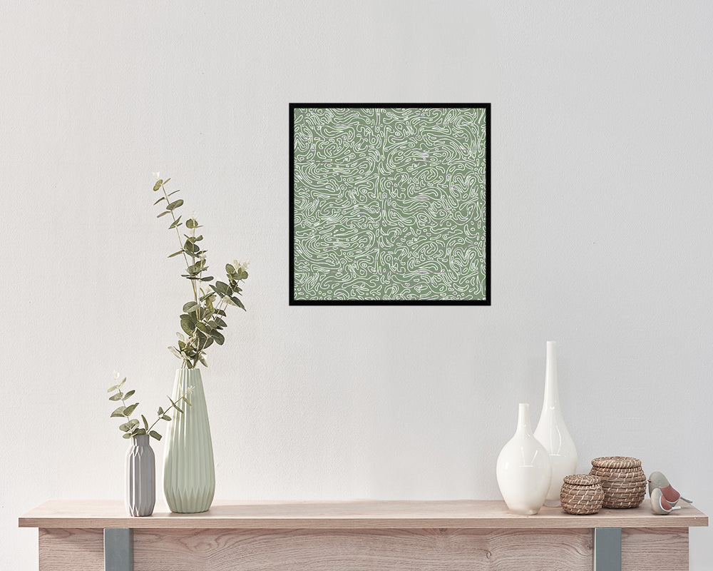 Abstract Green Artwork Wood Frame Gifts Modern Wall Decor Art Prints