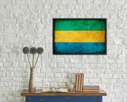 Gabon Country Vintage Flag Wood Framed Print Wall Art Decor Gifts