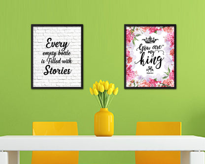 Every Empty Bottle Is Filled With Stories Quote Framed Artwork Print Wall Decor Art Gifts
