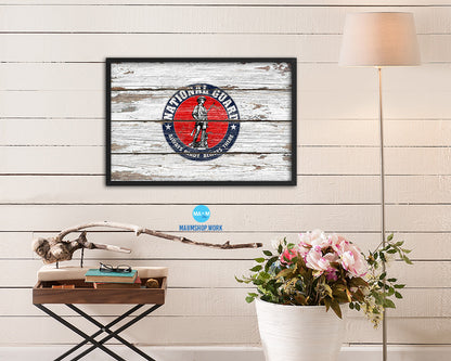 Seal of the United States National Guard Wood Rustic Flag Wood Framed Print Wall Art Decor Gifts