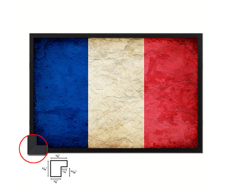 France Country Vintage Flag Wood Framed Print Wall Art Decor Gifts