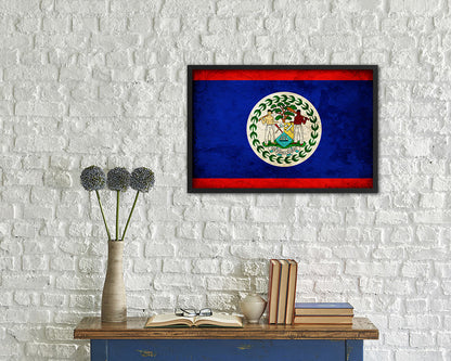 Belize Country Vintage Flag Wood Framed Print Wall Art Decor Gifts