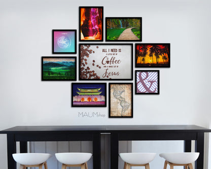 All I need today is a little bit of coffee and a whole lot of Jesus Bible Verse Scripture Framed Art