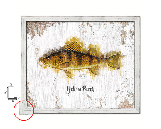 Yellow Perch Fish Framed Prints Modern Restaurant Sushi Bar Watercolor Wall Art Decor
