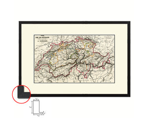 Switzerland Old Map Framed Print Art Wall Decor Gifts