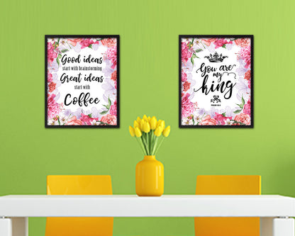 Good ideas start with brainstorming great ideas start with coffee Quote Framed Artwork Print Wall Decor Art Gifts