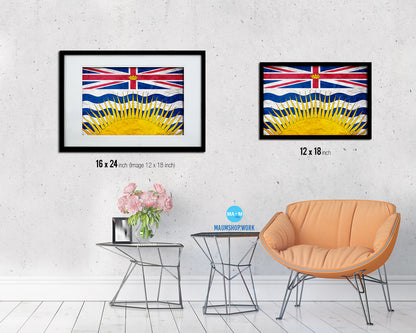 British Columbia Province City Canada Country Vintage Flag Wood Framed Prints Decor Wall Art Gifts