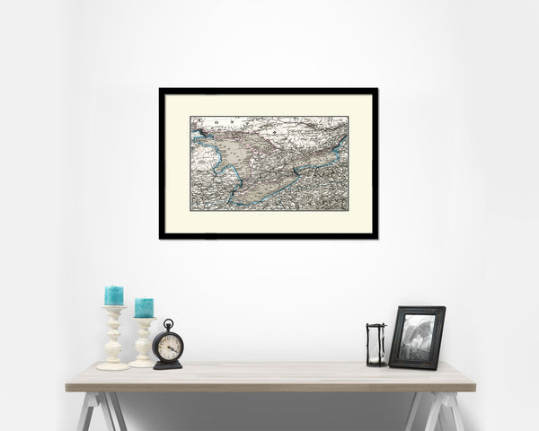 Great Lakes Old Map Framed Print Art Wall Decor Gifts