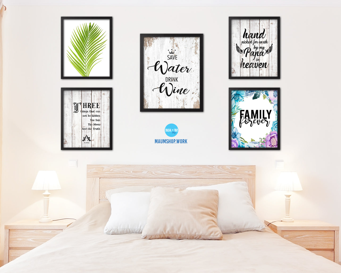 Save water drink wine Words Wood Framed Print Wall Decor Art Gifts