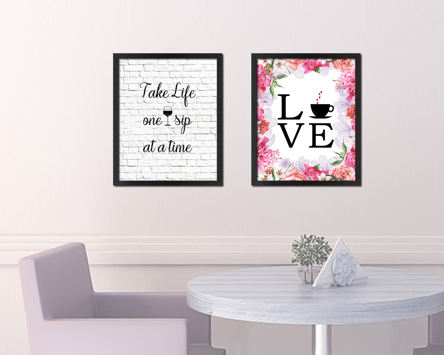 Take life one sip at a time Words Wood Framed Print Wall Decor Art Gifts