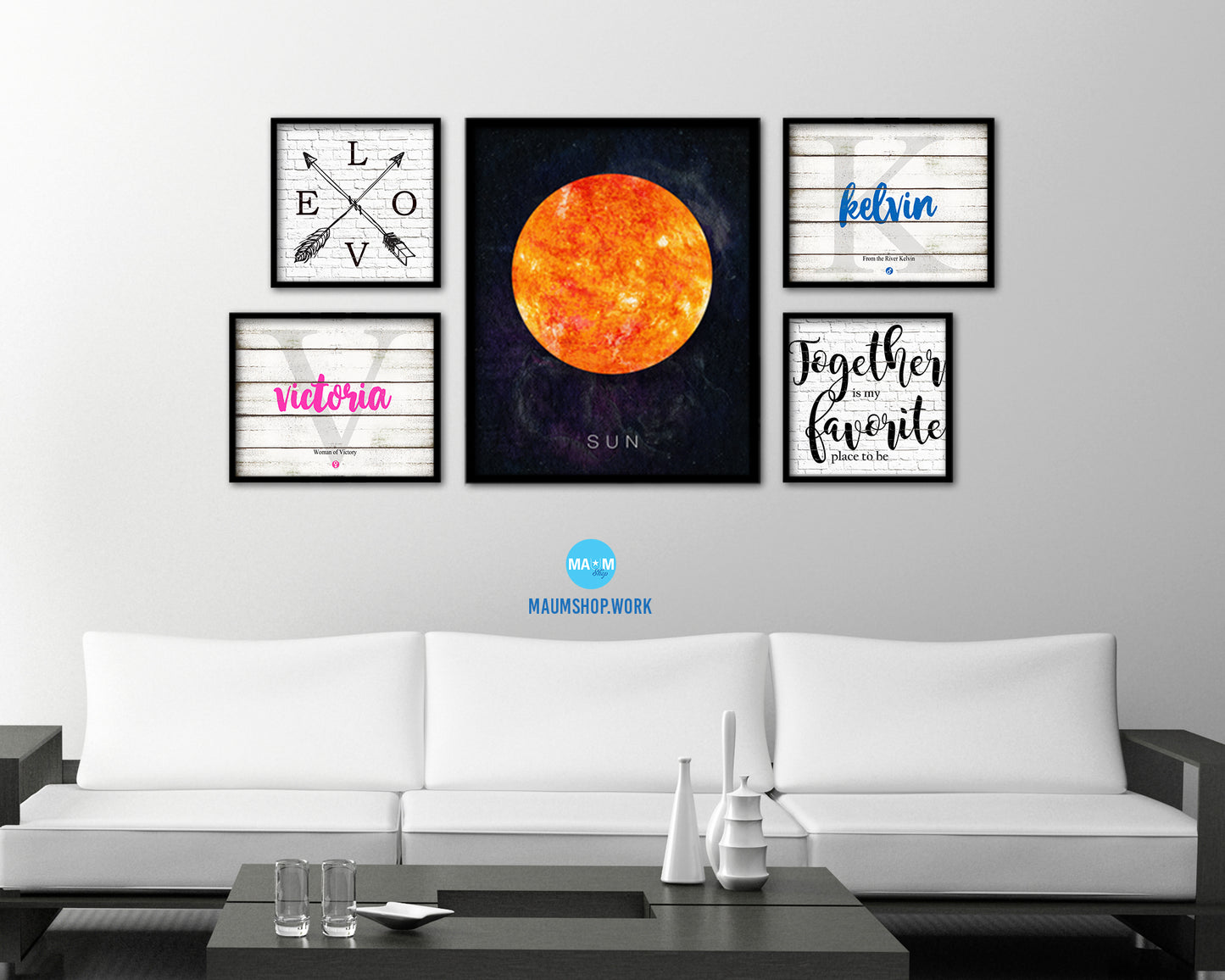 Sun Planet Prints Watercolor Solar System Framed Print Home Decor Wall Art Gifts