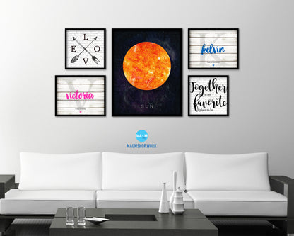 Sun Planet Prints Watercolor Solar System Framed Print Home Decor Wall Art Gifts