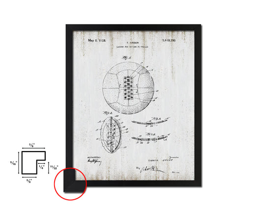 Soccer Ball Sports Vintage Patent Artwork Black Frame Print Gifts