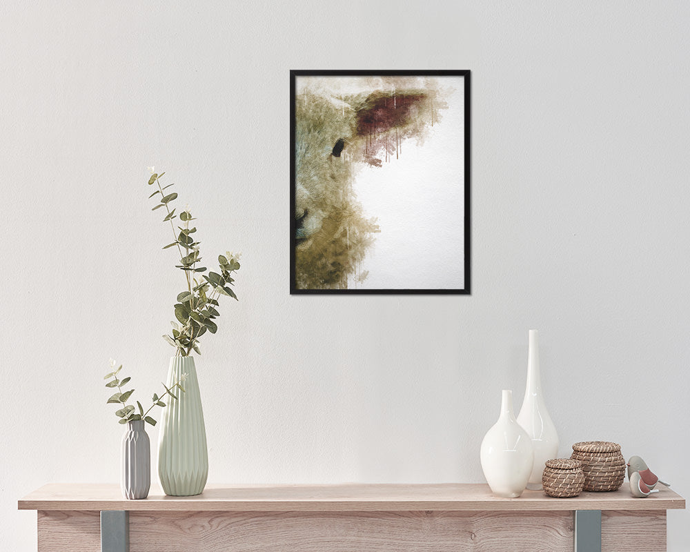 Lamb Animal Painting Print Framed Art Home Wall Decor Gifts