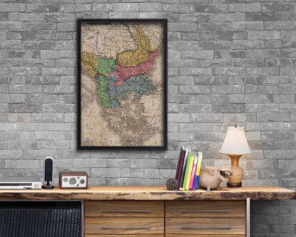 Arkansas Louisiana Mississippi Historical Map Wood Framed Print Art Wall Decor Gifts