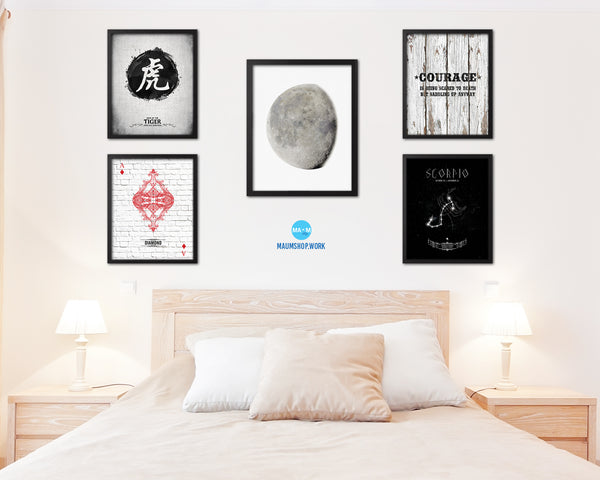 Waning Gibbous Lunar Phases Moon Watercolor Nursery Framed Prints Home Decor Wall Art Gifts