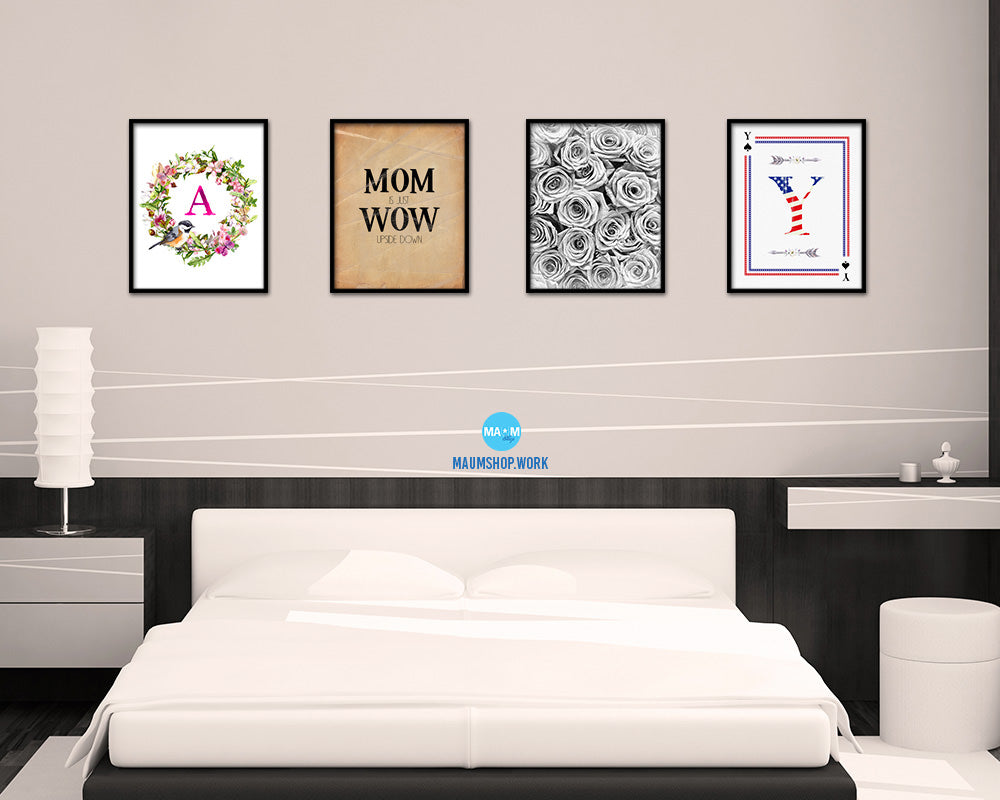 Mom is just wow upside down Quote Paper Artwork Framed Print Wall Decor Art