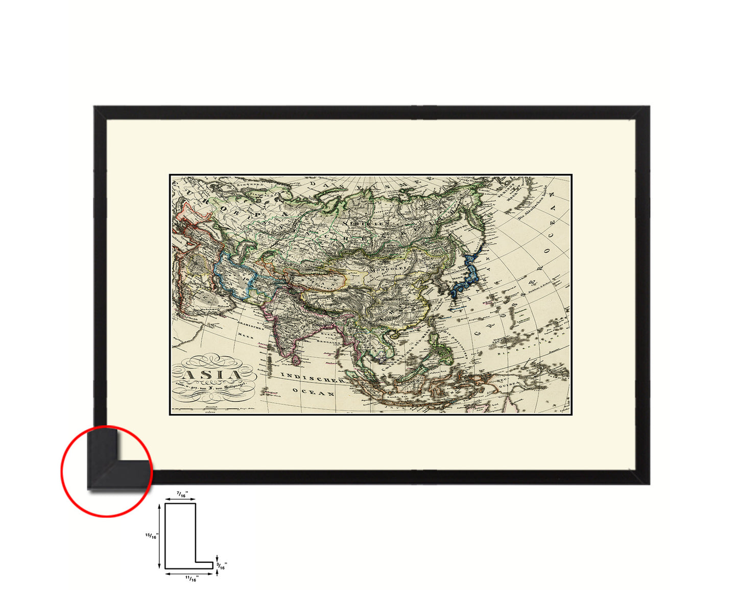Asia 1872 Old Map Framed Print Art Wall Decor Gifts