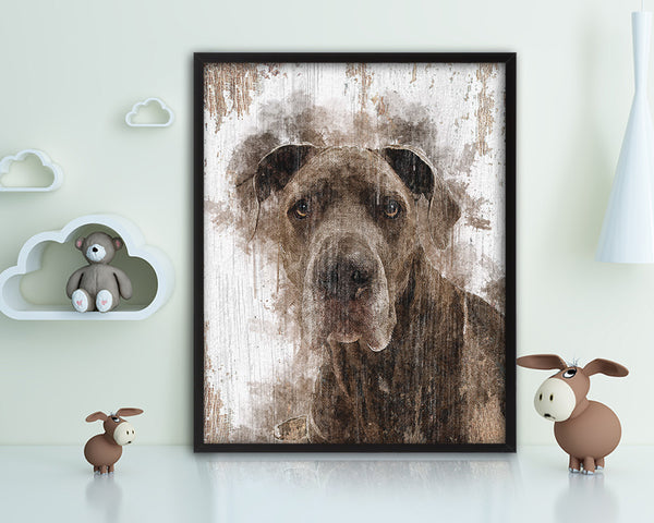 Blue Great Dane Dog Puppy Portrait Framed Print Pet Watercolor Wall Decor Art Gifts