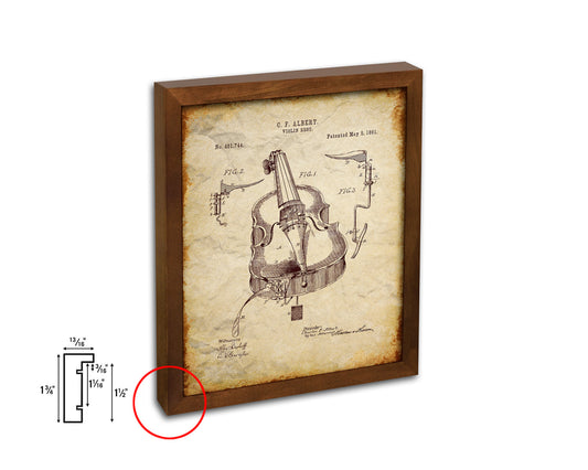 Violin Rest Music Vintage Patent Artwork Walnut Frame Print Wall Art Decor Gifts