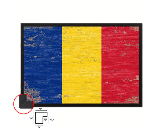 Romania Shabby Chic Country Flag Wood Framed Print Wall Art Decor Gifts