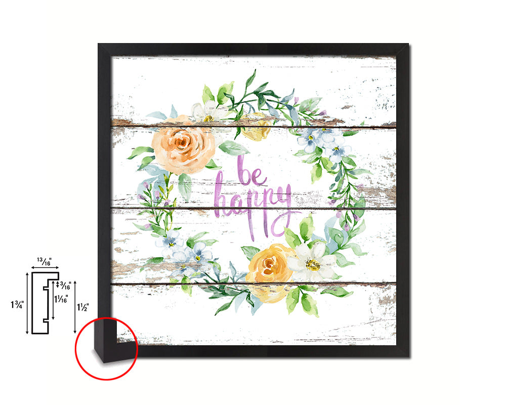 Be happy Quote Framed Print Home Decor Wall Art Gifts