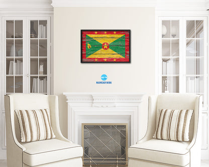 Grenada Country Wood Rustic National Flag Wood Framed Print Wall Art Decor Gifts