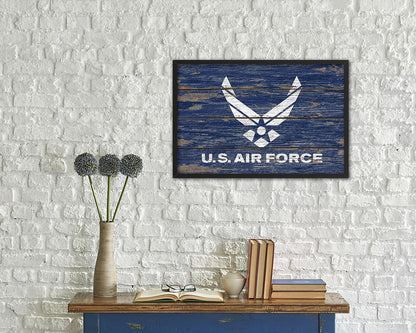 US Air Force Wood Rustic Flag Wood Framed Print Wall Art Decor Gifts