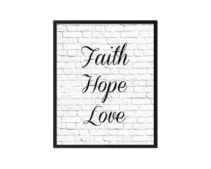Faith Hope Love Quote Wood Framed Print Home Decor Wall Art Gifts