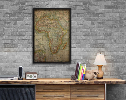 Africa Vintage Map Wood Framed Print Art Wall Decor Gifts
