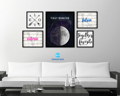 Waxing First Quarter Lunar Phases Length of Year Moon Watercolor Nursery Framed Prints Wall Art Gift