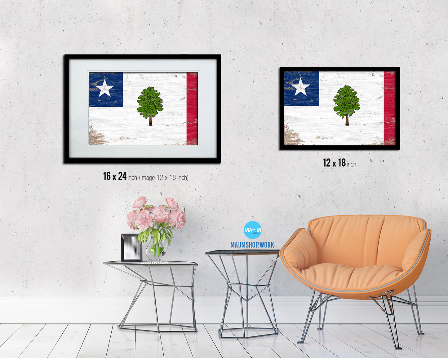 Magnolia City Mississippi State Shabby Chic Flag Framed Prints Decor Wall Art Gifts