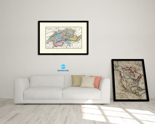 Switzerland 1860 Old Map Framed Print Art Wall Decor Gifts